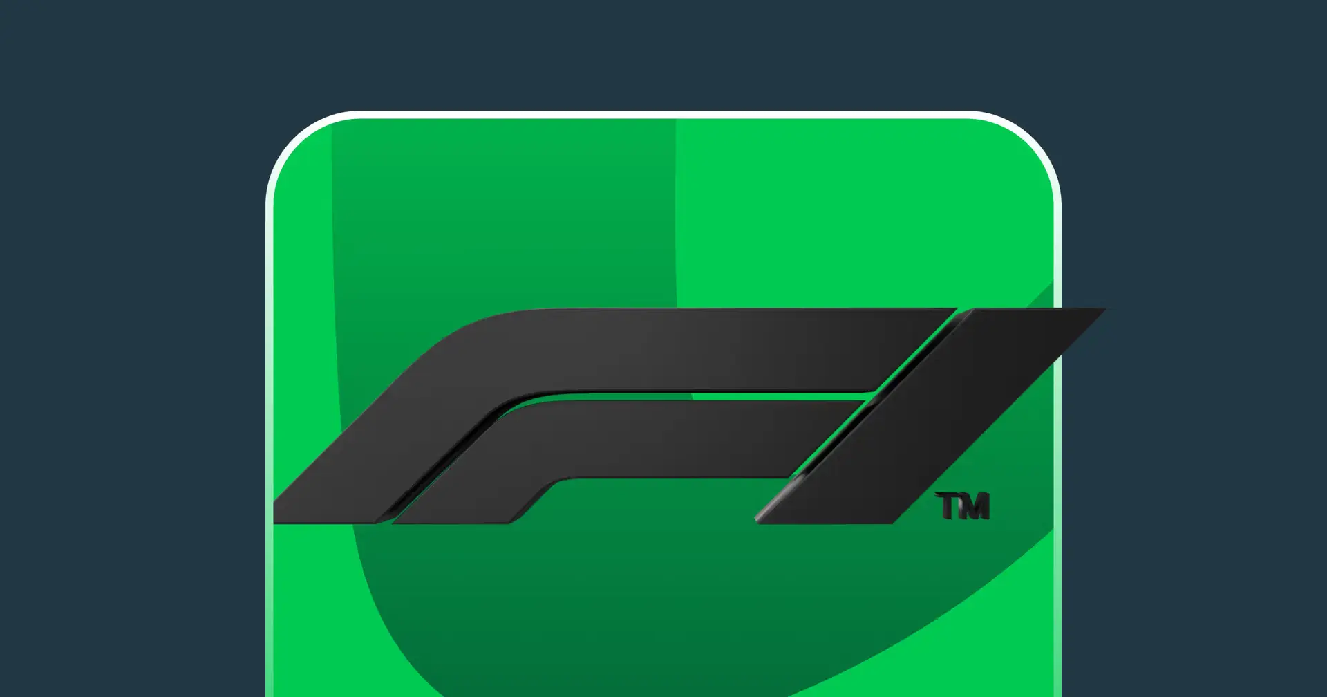 לוגו של פורמולה 1 בצבע שחור במרכז ריבוע ירוק עם פינות מעוגלות, מסגרת לבנה, רקע כחול כהה – קזינו ופוקר. stakeil -